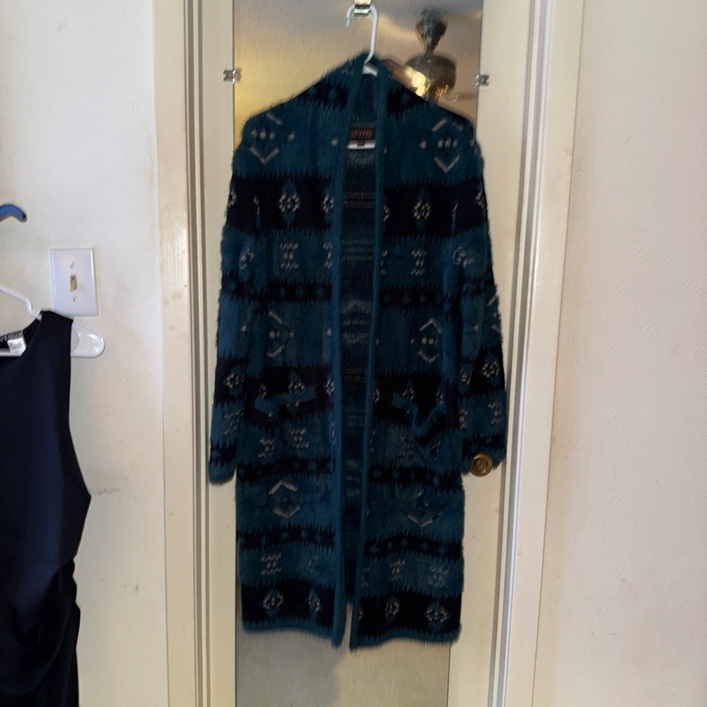 Shyanne Teal and Black Knit Cardigan
